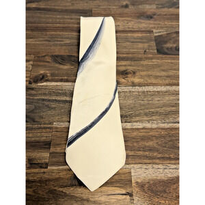 PIERRE BALMAIN Vintage Beige/Navy Blue Silk Tie 58 3/4"x3 1/2"